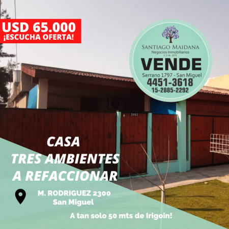 CASA 3 AMBIENTES A REFACCIONAR