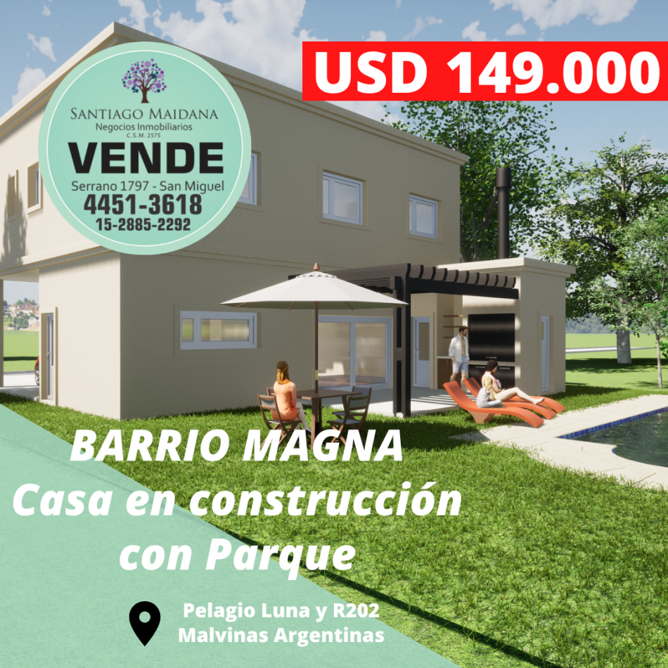 VENTA CASA EN BARRIO MAGNA BARRIO CERRADO MALVINAS ARGENTINAS