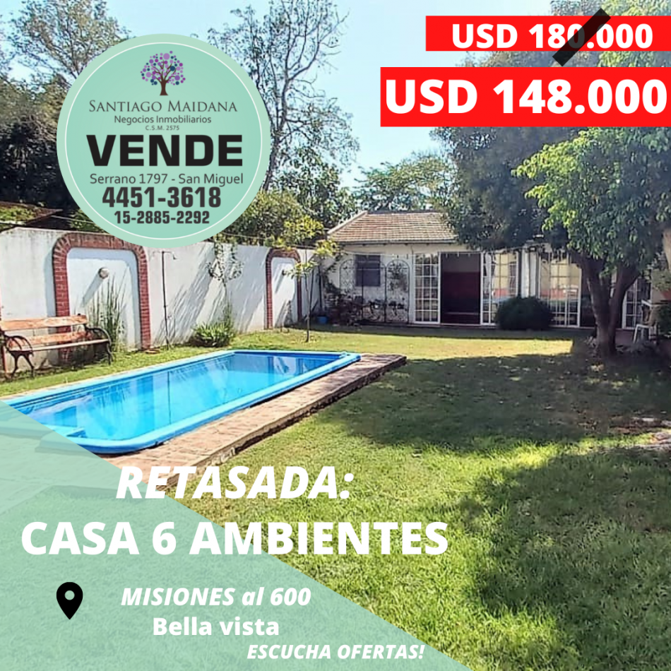 VENTA DE CASA EN BELLA VISTA CON PILETA
