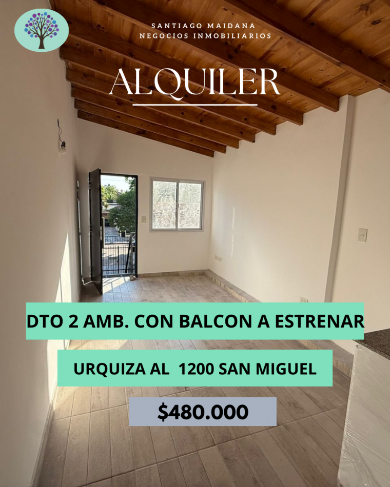 ALQUILER DEPTO 2 AMBIENTES CON BALCON A ESTRENAR