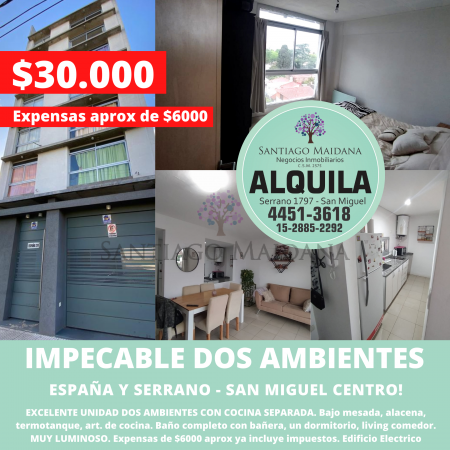 Alquiler Departamento 2 Ambientes Moderno San Miguel