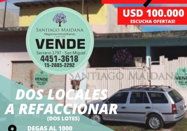 OPORTUNIDAD DOS LOTES CON LOCALES A REFACCIONAR