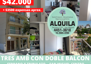 ALQUILER 3 AMBIENTES SAN MIGUEL CENTRO