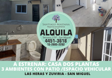 CASA TRES AMBIENTES CON PATIO Y COCHERA MUÑIZ