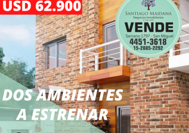 VENTA DOS AMBIENTES CON PATIO Y COCHERA