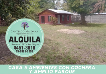 ALQUILER CASA TORTUGUITAS JOSE C PAZ CON PARQUE Y COCHERA