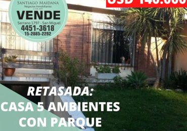CHALET BELLA VISTA 5 AMBIENTES CON PARQUE
