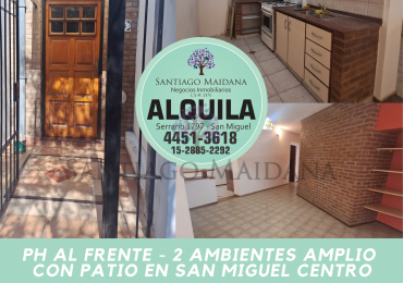 ALQUILER DOS AMBIENTES AMPLIO SAN MIGUEL CENTRO CON PATIO